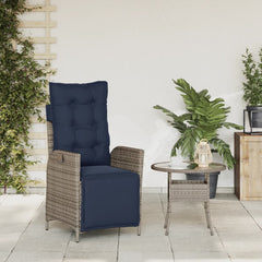 vidaXL Reclining Garden Chair with Footrest Grey Poly Rattan 3