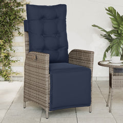 vidaXL Reclining Garden Chair with Footrest Grey Poly Rattan 1