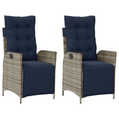 vidaXL Reclining Garden Chairs 2 pcs with Footrest Grey Poly Rattan 2