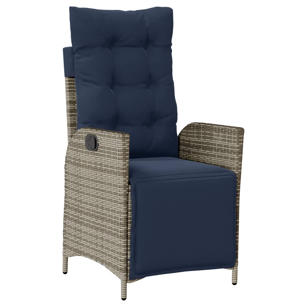 vidaXL Reclining Garden Chairs 2 pcs with Footrest Grey Poly Rattan 4
