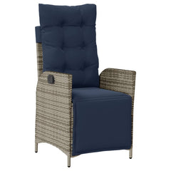 vidaXL Reclining Garden Chairs 2 pcs with Footrest Grey Poly Rattan 4