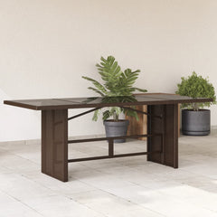 Garden Table with Top 190x80x74 cm Poly Rattan Brown Glass