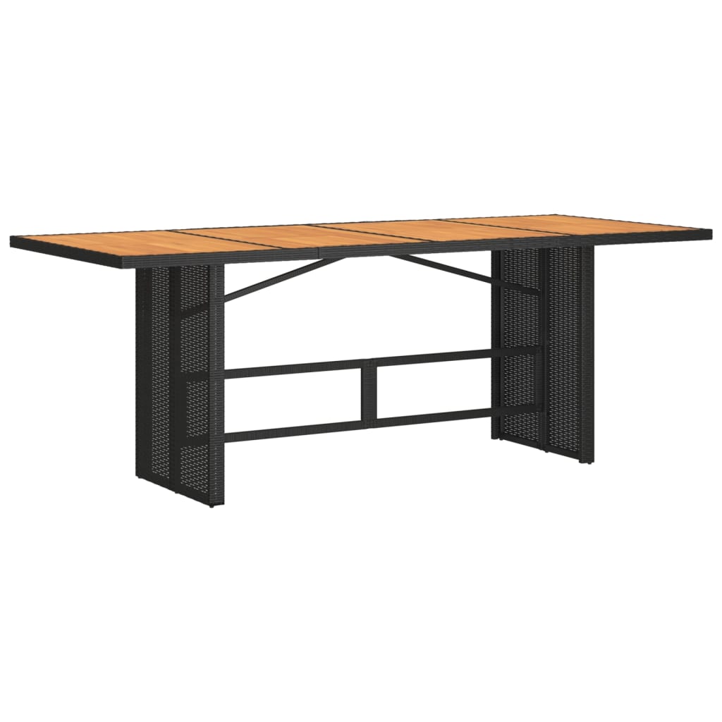 Garden Table with Top 190x80x74 cm Poly Rattan Black Wood