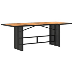 Garden Table with Top 190x80x74 cm Poly Rattan Black Wood