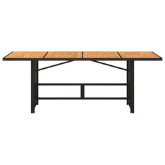 Garden Table with Top 190x80x74 cm Poly Rattan Black Wood