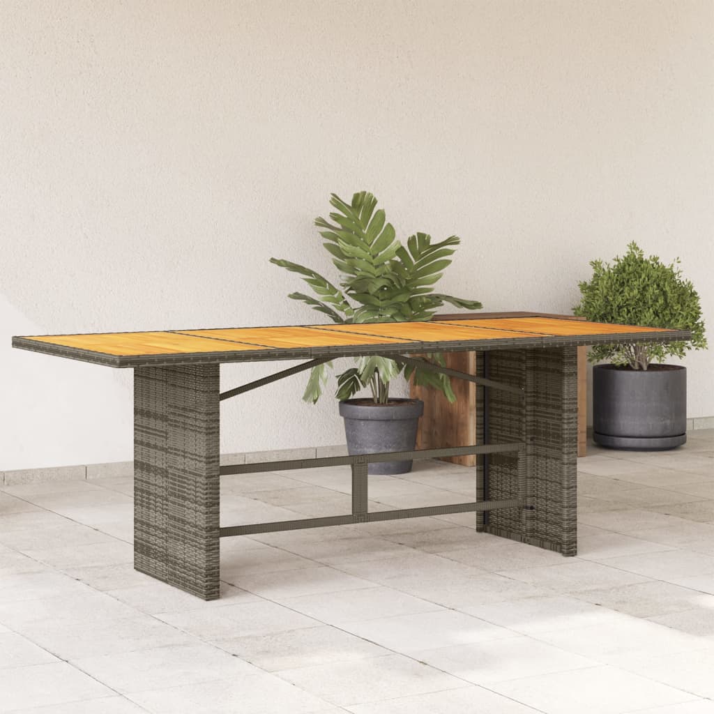 Garden Table with Top 190x80x74 cm Poly Rattan Grey Wood