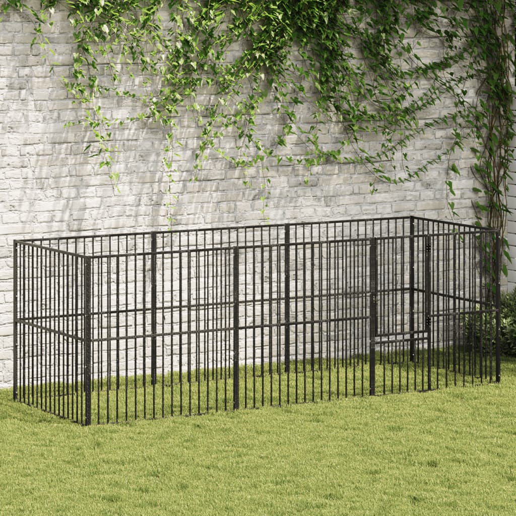 Dog Playpen 4 Panel Black Galvanised Steel 300 cm 100 cm