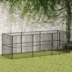 Dog Playpen 4 Panel Black Galvanised Steel 300 cm 100 cm