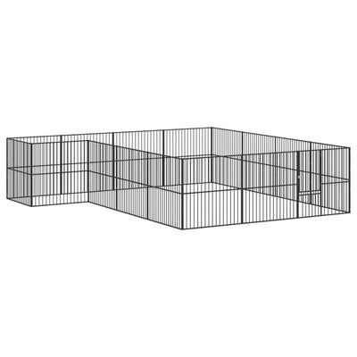 Dog Playpen 16 Panels Black Galvanised Steel