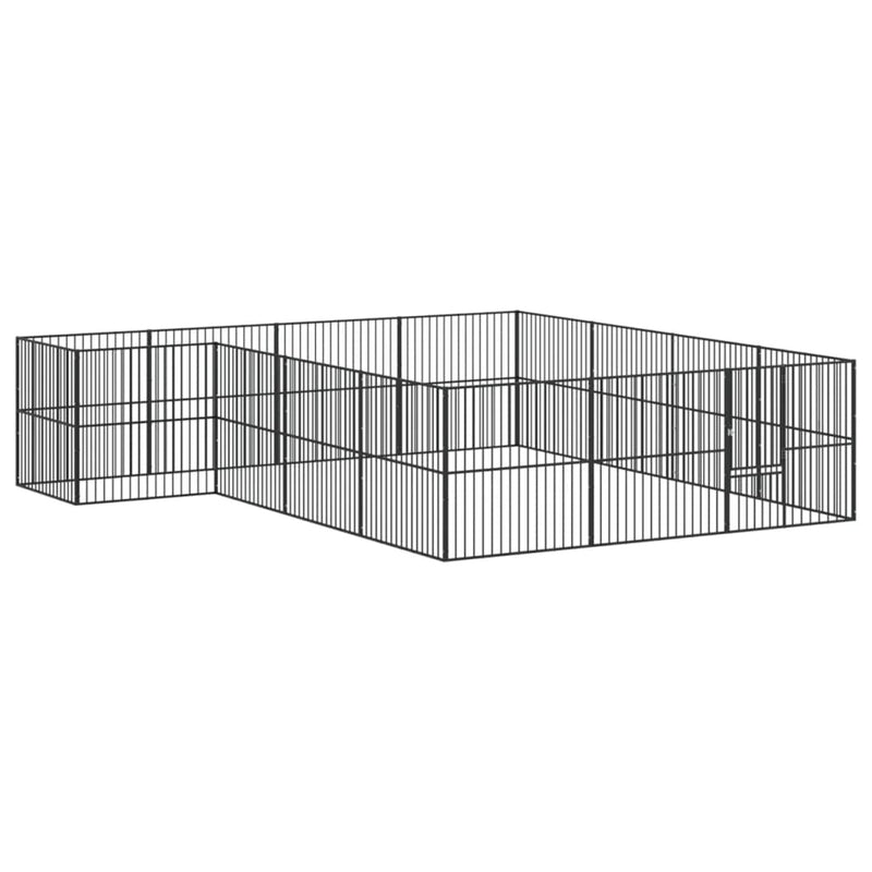 Dog Playpen 16 Panels Black Galvanised Steel