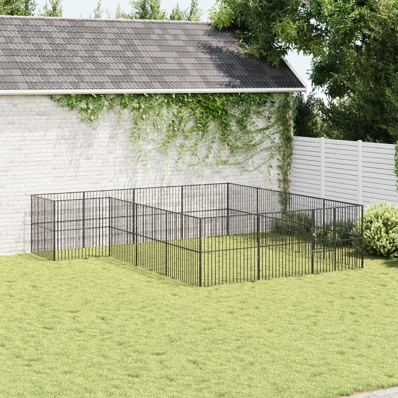 Dog Playpen 16 Panels Black Galvanised Steel