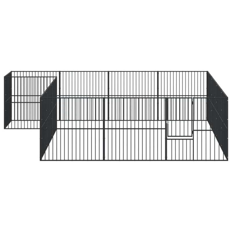 Dog Playpen 16 Panels Black Galvanised Steel