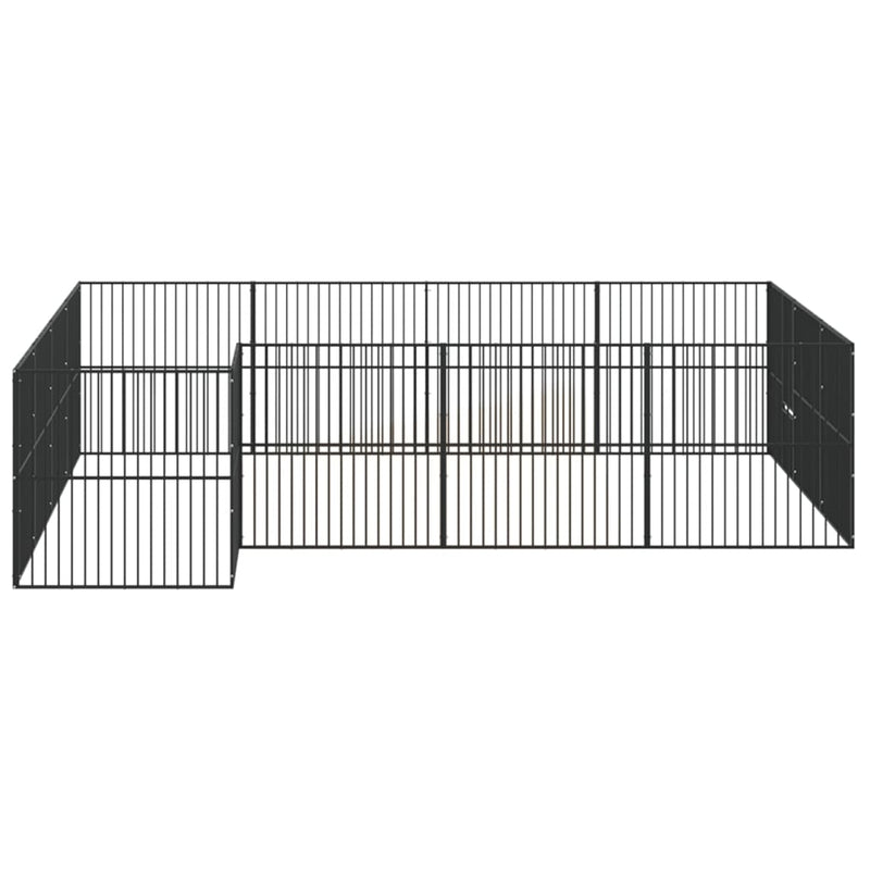 Dog Playpen 16 Panels Black Galvanised Steel