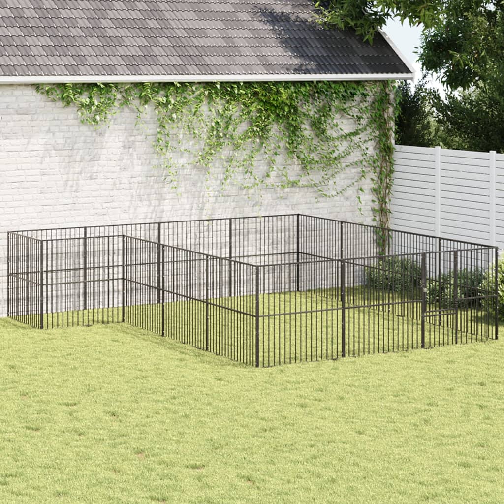Dog Playpen 4 Panel Black Galvanised Steel 403 cm 400 cm