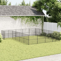 Dog Playpen 4 Panel Black Galvanised Steel 503 cm 500 cm