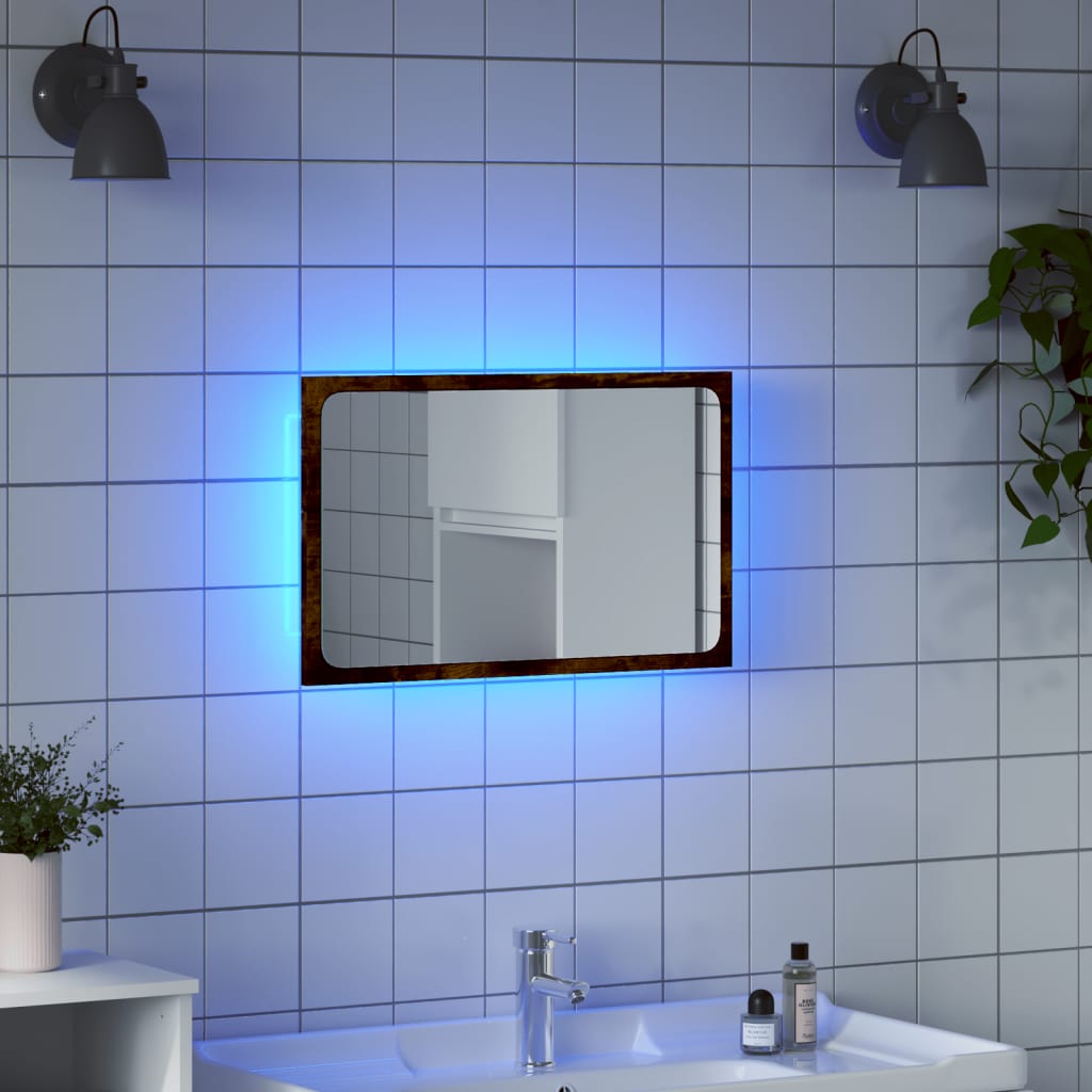 vidaXL LED Bathroom Mirror Sonoma Oak 60x8.5x38 cm Engineered Wood 1