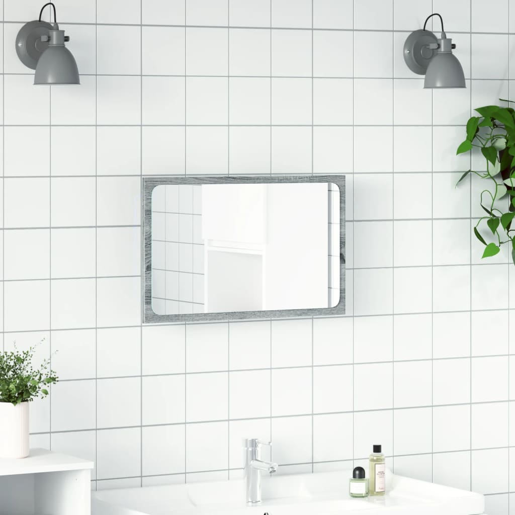 vidaXL LED Bathroom Mirror Grey Sonoma 60x8.5x38 cm Engineered Wood 4