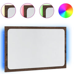 vidaXL LED Bathroom Mirror Brown Oak 60x8.5x38 cm Engineered Wood 2