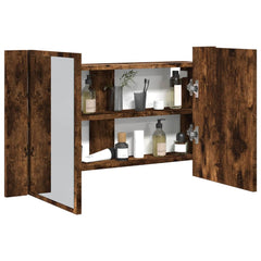 vidaXL LED Bathroom Mirror Cabinet Smoked Oak 80x12x45 cm Acrylic 1