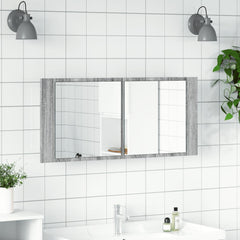 vidaXL LED Bathroom Mirror Cabinet Grey Sonoma 100x12x45 cm 3