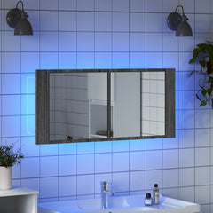 vidaXL LED Bathroom Mirror Cabinet Grey Sonoma 100x12x45 cm 4