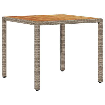 Garden Table with Acacia Wood Top Grey 90x90x75 cm Poly Rattan