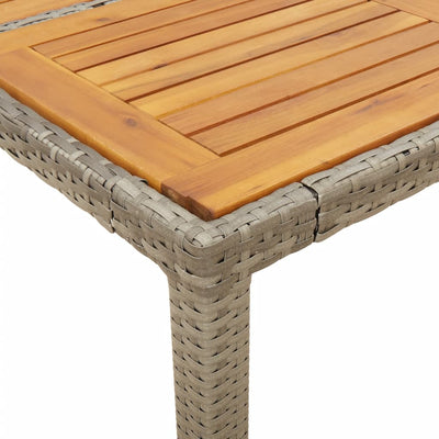 Garden Table with Acacia Wood Top Grey 90x90x75 cm Poly Rattan