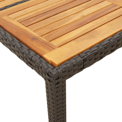 Garden Table with Acacia Wood Top Black 150x90x75 cm Poly Rattan