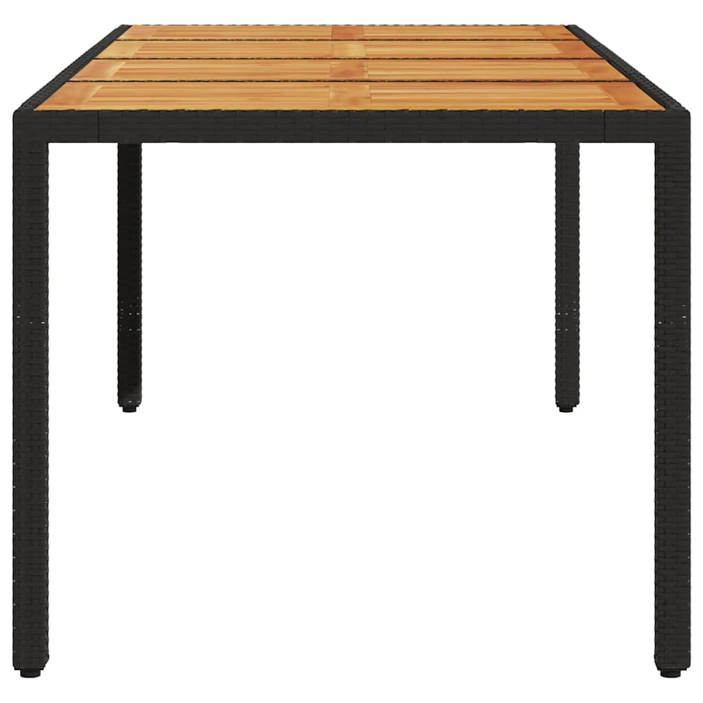 Garden Table 190x90x75 cm Poly Rattan Acacia Wood Black