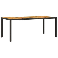 Garden Table 190x90x75 cm Poly Rattan Acacia Wood Black