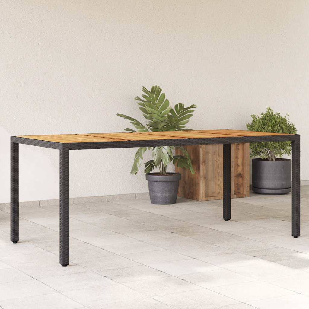 Garden Table 190x90x75 cm Poly Rattan Acacia Wood Black