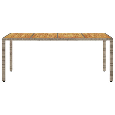 Garden Table with Acacia Wood Top Grey 190x90x75 cm Poly Rattan