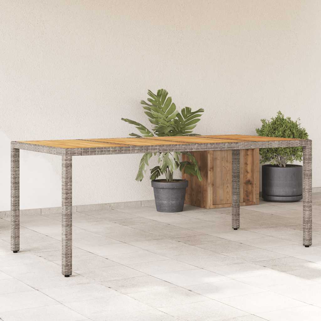 Garden Table 190x90x75 cm Poly Rattan Acacia Wood Grey