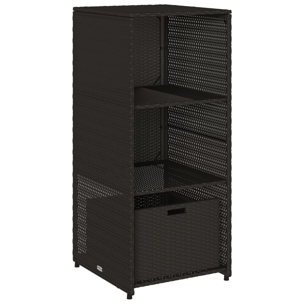 vidaXL Garden Storage Cabinet Black 50x55x115 cm Poly Rattan 2
