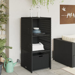 vidaXL Garden Storage Cabinet Black 50x55x115 cm Poly Rattan 3