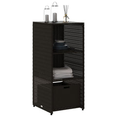 vidaXL Garden Storage Cabinet Black 50x55x115 cm Poly Rattan 4
