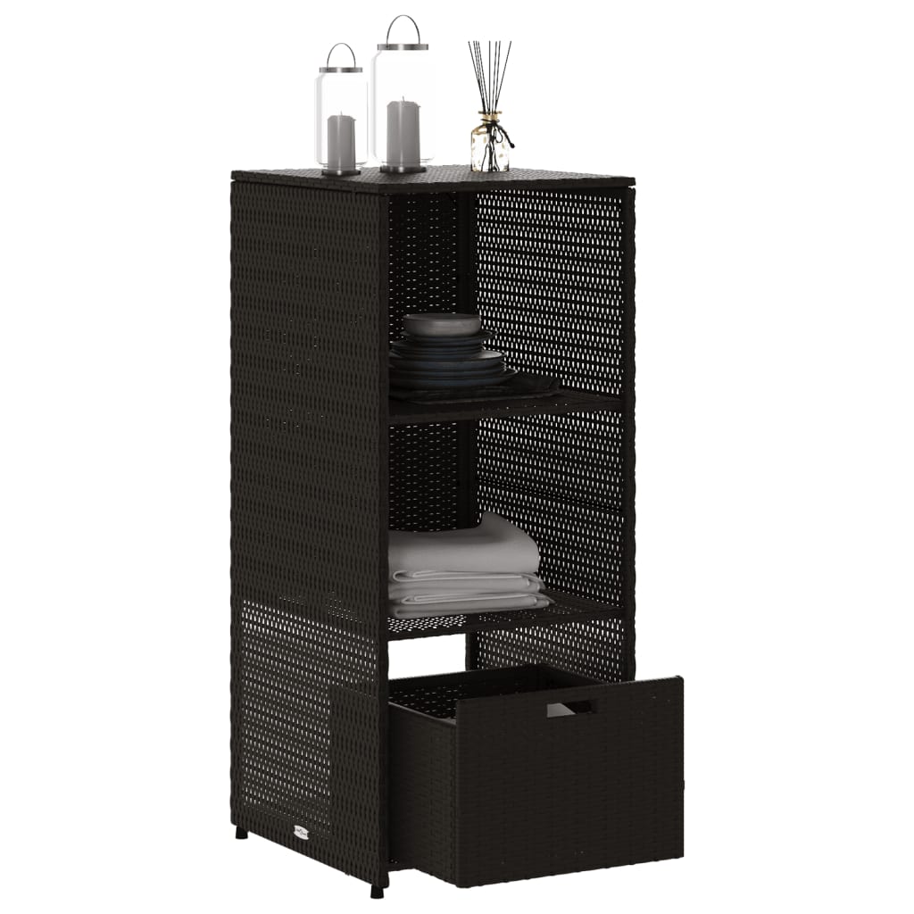 vidaXL Garden Storage Cabinet Black 50x55x115 cm Poly Rattan 5