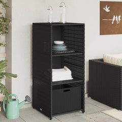 vidaXL Garden Storage Cabinet Black 50x55x115 cm Poly Rattan 1
