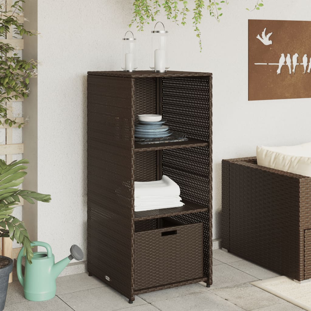 vidaXL Garden Storage Cabinet Brown 50x55x115 cm Poly Rattan 3