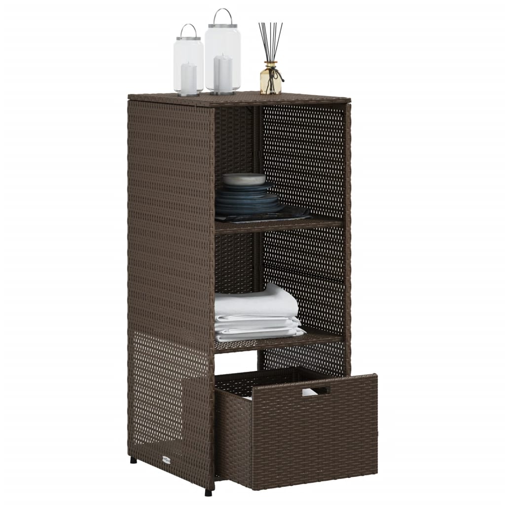 vidaXL Garden Storage Cabinet Brown 50x55x115 cm Poly Rattan 5
