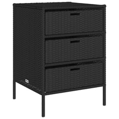 Garden Storage Cabinet Poly Rattan Black 55 x 59 x 80 cm