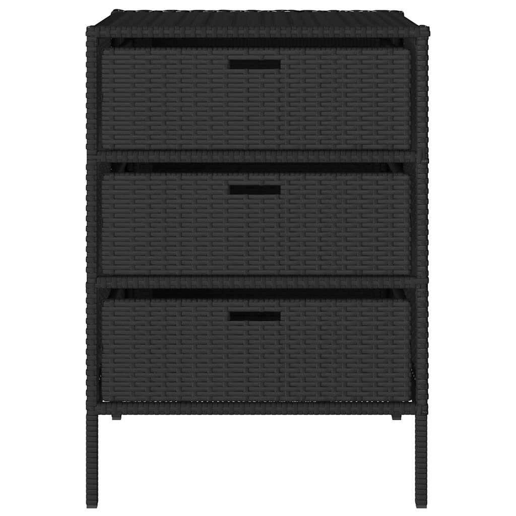Garden Storage Cabinet Poly Rattan Black 55 x 59 x 80 cm