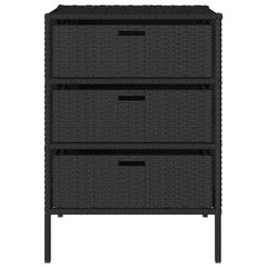 Garden Storage Cabinet Poly Rattan Black 55 x 59 x 80 cm