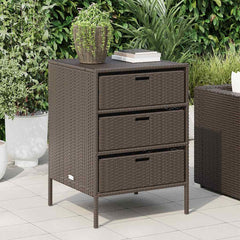 Garden Storage Cabinet Poly Rattan Brown 55 x 59 x 80 cm