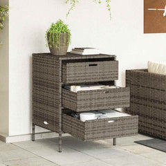 Garden Storage Cabinet Poly Rattan Grey 55 x 59 x 80 cm