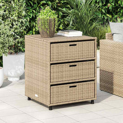 Garden Storage Cabinet Poly Rattan Beige 55 x 59 x 69 cm