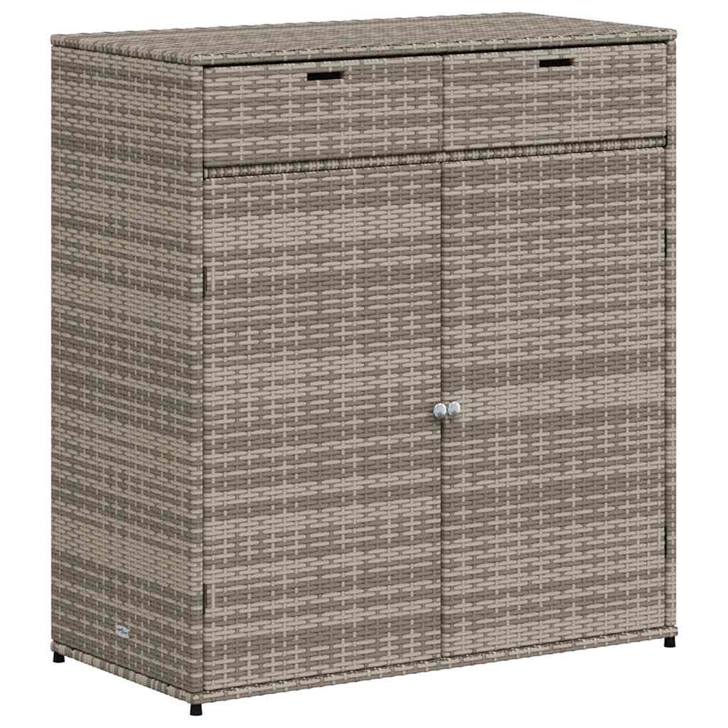 Garden Storage Cabinet Poly Rattan Grey 105 cm 113 cm