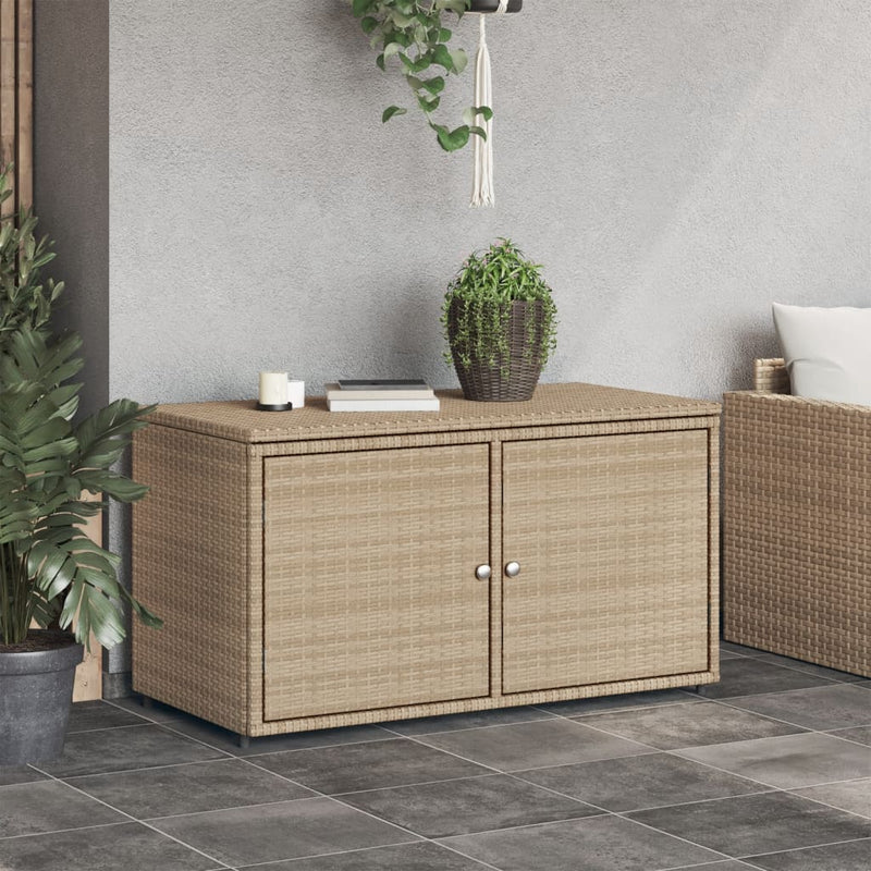 Garden Storage Cabinet Beige 110x55x60.5 cm Poly Rattan