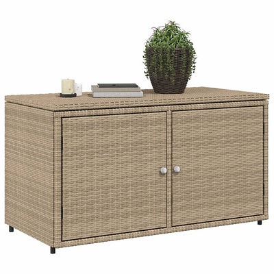 Garden Storage Cabinet Beige 110x55x60.5 cm Poly Rattan