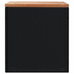 Garden Storage Box Poly Rattan Acacia Wood Black 110 x 50 x 54 cm